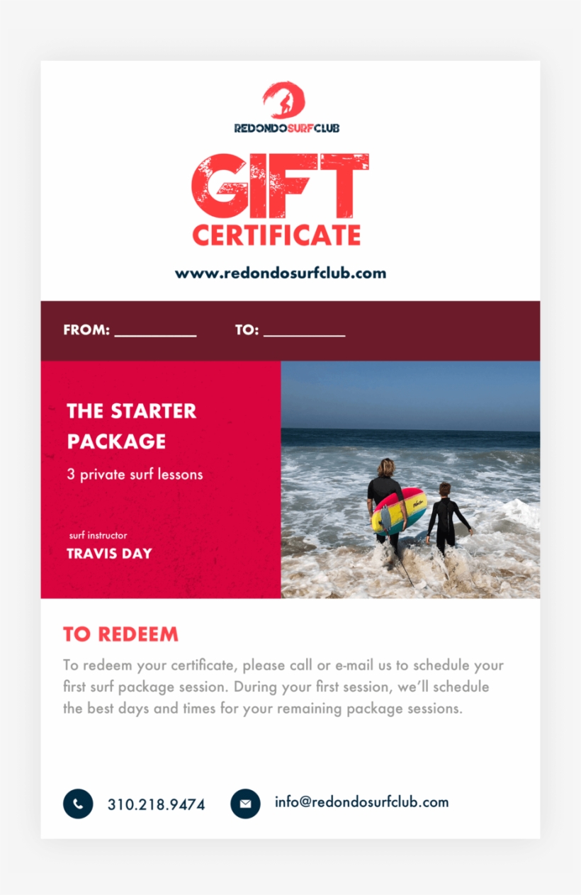 Redondo Surf Club Gift Certificate Starter Package - Redondo Surf Club, transparent png #1244106