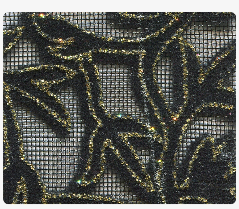 Quick View - Mesh Fabric With Black Velvet Designs, transparent png #1244130