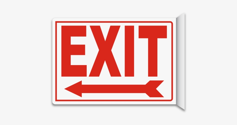 Exit 2-way Sign - Emergency Exit Sign Board, transparent png #1246197