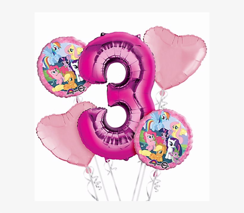 My Little Pony 3rd Birthday Balloon Bouquet 5pc, transparent png #1246351