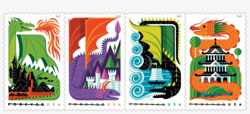 Usps 2018 Stamps - Usps Dragon Stamps, transparent png #1246648