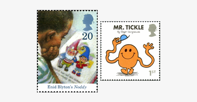 Two Stamps, One Depicting A Boy Reading A Noddy Story - Mr. Tickle (mr. Men Classic Library), transparent png #1246758
