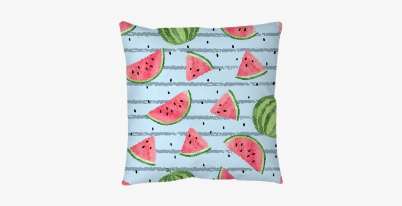 Vector Striped Summer Background With Watercolor Watermelon - Watermelon, transparent png #1246907