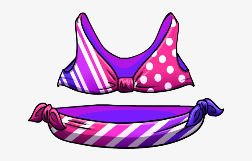 Pink Stripe Bikini - Free Penguin Wikia Bikini, transparent png #1247400