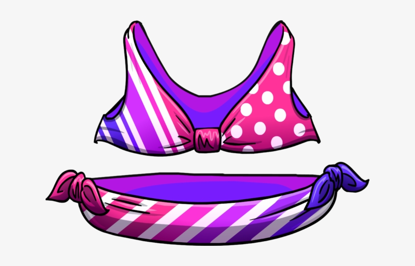 Pink Stripe Bikini - Free Penguin Wikia Bikini, transparent png #1247400