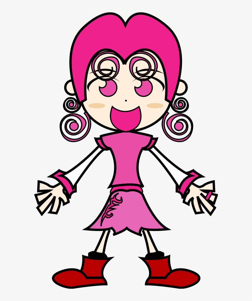 Cartoon Anime Child Girl Drawing - Pink Girl Cartoon Art Shower Curtain -  Free Transparent PNG Download - PNGkey