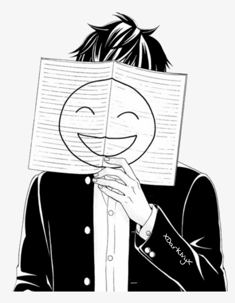 Depressed Drawing Anime - Sad Fake Smile Boy, transparent png #1248612