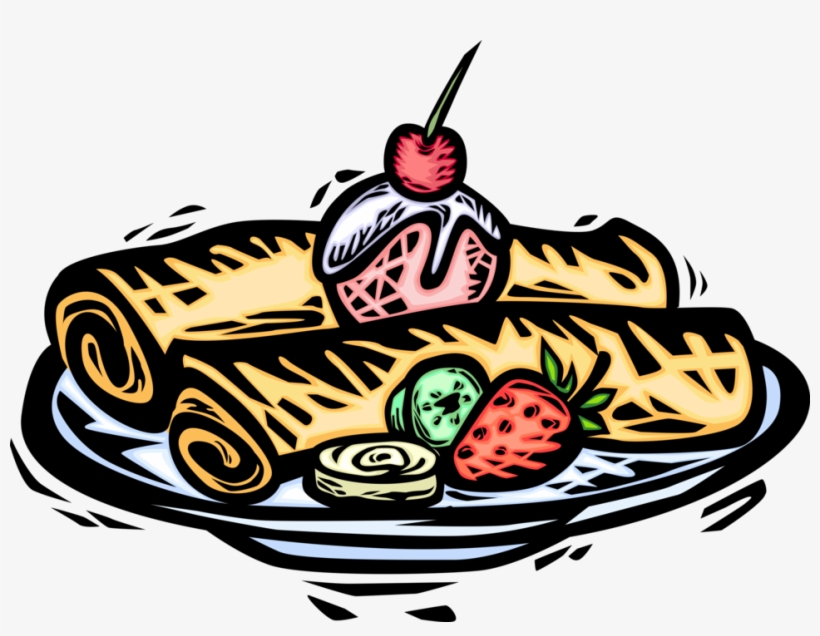 Plato De Comida Libres De Derechos Ilustraciones De - Crepes Clip Art, transparent png #1249470