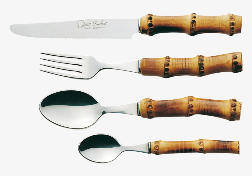 Natural Bamboo Flatware Jean Dubost - Couvert Avec Manche En Bambou, transparent png #1251682