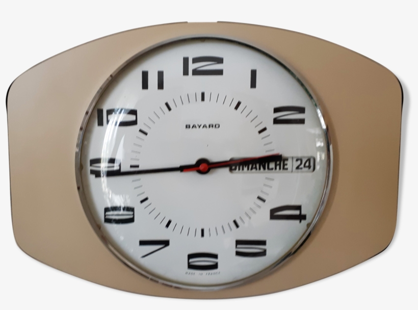 Beige Formica Vintage Clock With Date - Calendar Date, transparent png #1253437