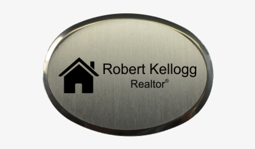 Real Estate Oval Name Tag With Executive Holder - Metal Oval Nametag, transparent png #1255225