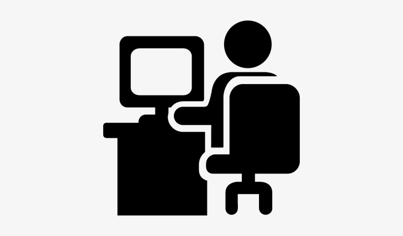 Man Sitting On Office Desk Working In Front A Monitor - Working On ...