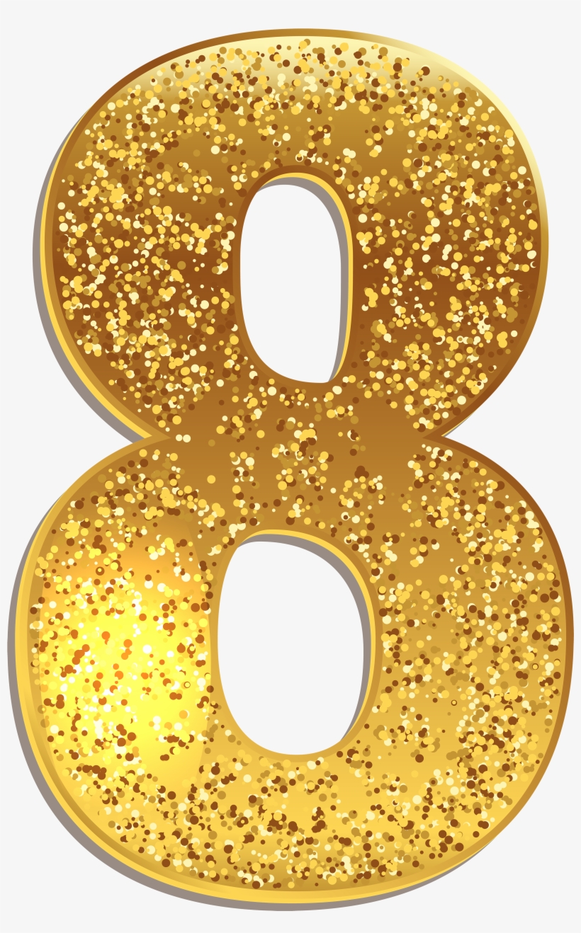 Number Eight Gold Shining Png Clip Art Image - Gold Numbers Png, transparent png #1258645