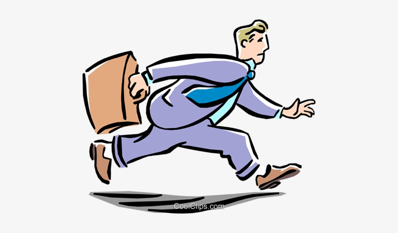 Man Running To Work Royalty Free Vector Clip Art Illustration - Illustration, transparent png #1258939