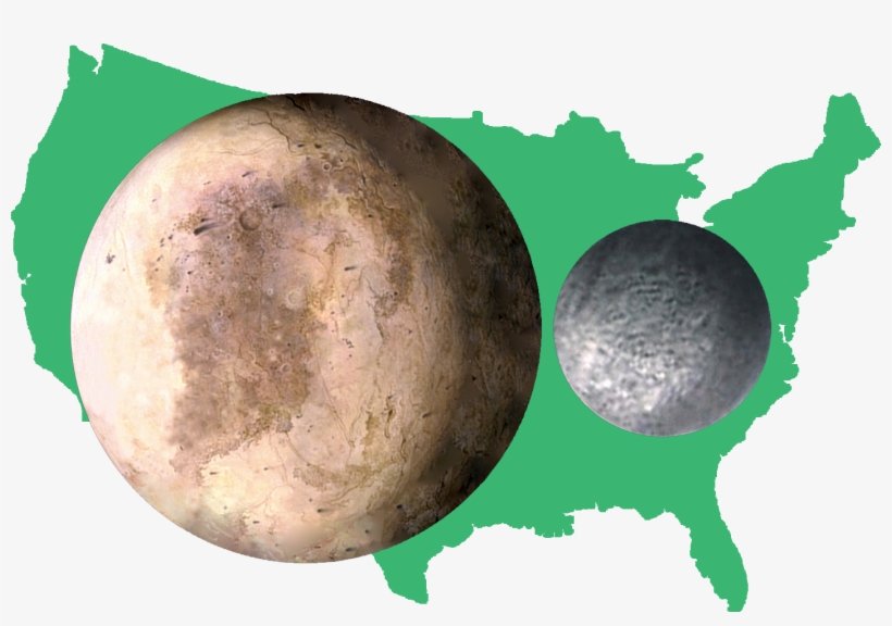 United States With Pluto & Charon - Big Is Pluto Compared To The Usa, transparent png #1259475
