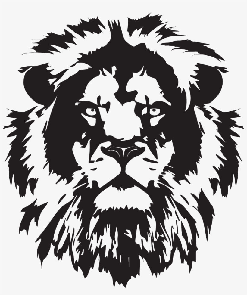 Lion Head Silhouette Png - Black And White Lion Silhouette, transparent png #1259623