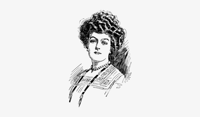 Dama De Epoca Dibujo - Engraving Portrait Sad Woman 19th Century, transparent png #1261018