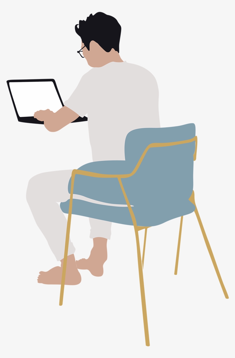 Man Working On Laptop Vector - Sitting, transparent png #1261347