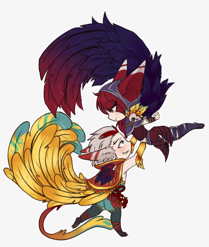 Seareerie Get Down With Me - League Of Legends Xayah And Rakan Chibi, transparent png #1263075