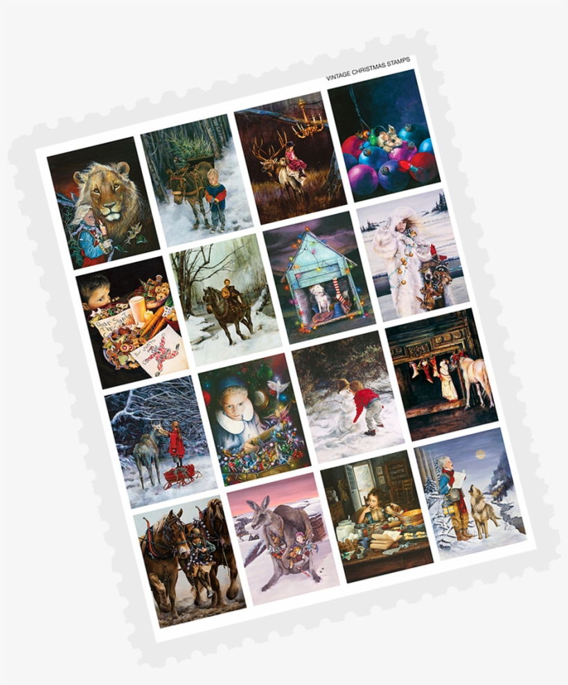 Assorted Christmas Vintage Stamps, transparent png #1263182