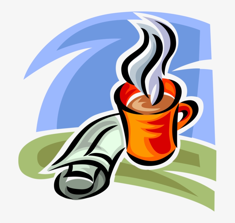 Vector Illustration Of Newspaper And Cup Of Coffee - Illustration, transparent png #1263473