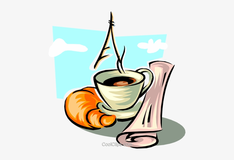 Coffee In Paris Royalty Free Vector Clip Art Illustration - Круассан С Кофе Пнг, transparent png #1263513