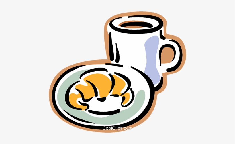 Croissant With Cup Of Coffee Royalty Free Vector Clip - Кофе И Круассан Png, transparent png #1263601