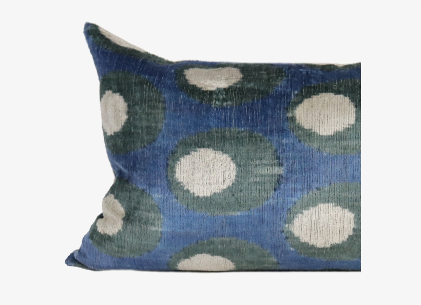 Blue Dot Velvet Ikat - Cushion, transparent png #1264067