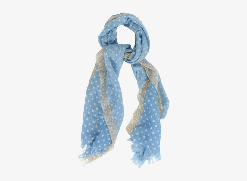 Light Blue Dot Printed Cashmere Scarf - Film, transparent png #1264375