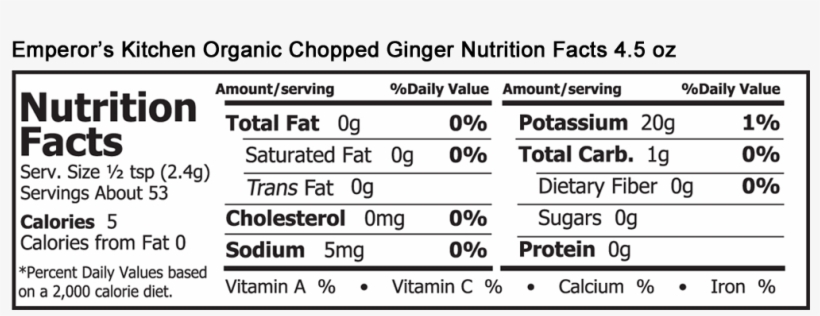 Emperor's Kitchen Organic Chopped Ginger Nutrition - Eden Blueberries, Dried, Organic - 1 Oz, transparent png #1265538