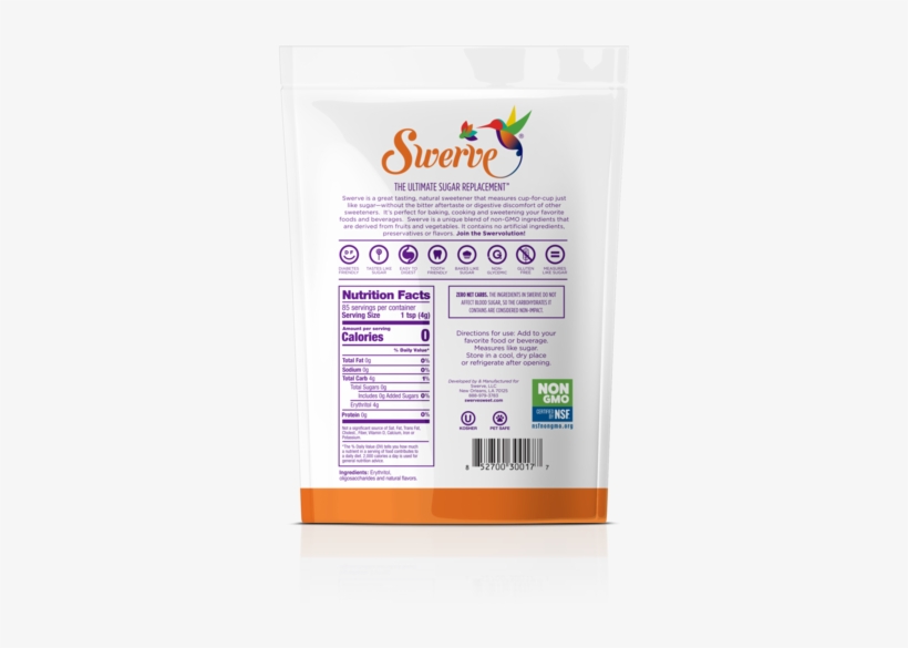 Swerve Sweetener - Swerve Confectioners Sugar Nutrition, transparent png #1265637