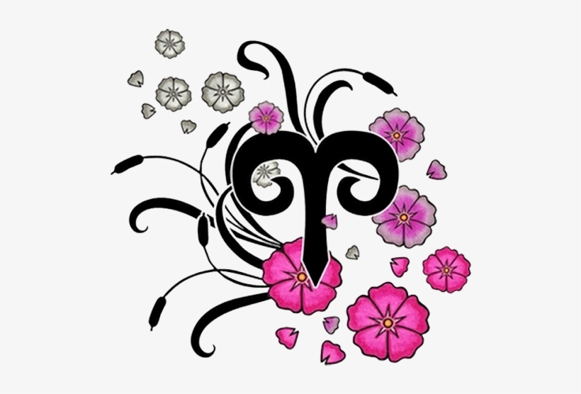 Aries With Flowers - Cancer Zodiac Symbol With Flowers, transparent png #1265638