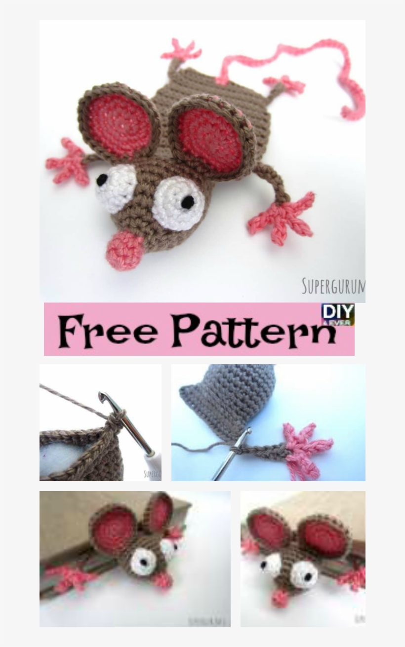Diy4ever- Crochet Mouse Bookmark - Crochet, transparent png #1265842