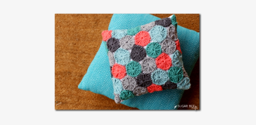 Yo-yo Crochet Pillow - Crochet Pillow Designs, transparent png #1265864
