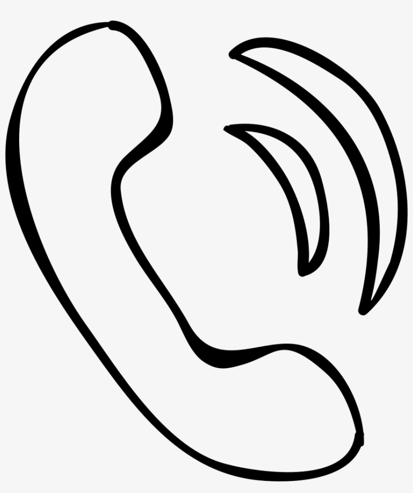 Phone Auricular Hand Drawn Outline Comments - Telephone Drawing Png, transparent png #1266351