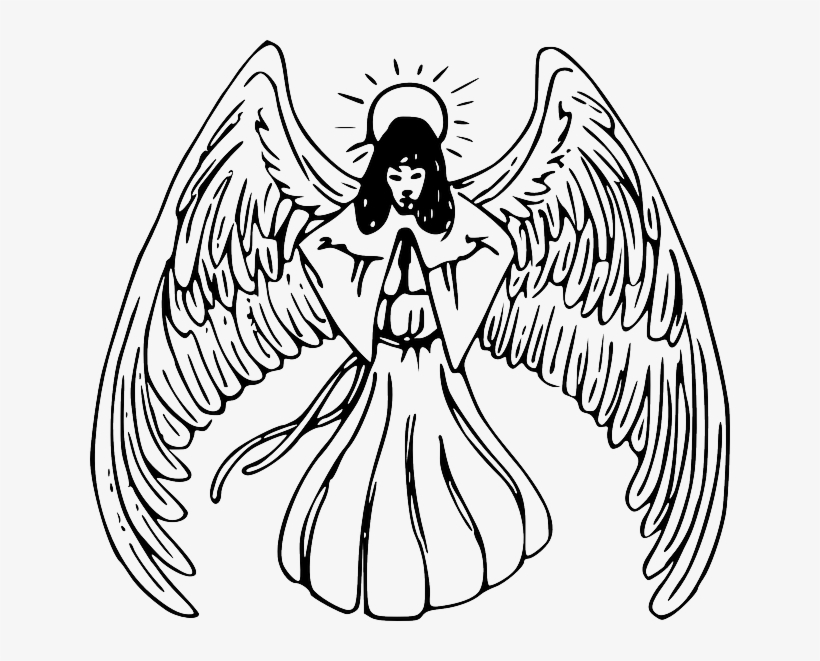 Baby, Black, Tribal, Simple, Outline, Hand, Drawing - Angel Clip Art, transparent png #1266723