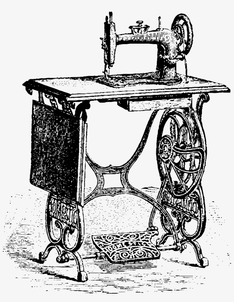 Hand Drawn Sketch Vintage Sewing Machine Decoration - Sewing, transparent png #1266846