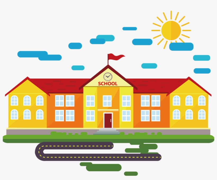 School Cartoon Classroom - School Building Vector Png, transparent png #1267000