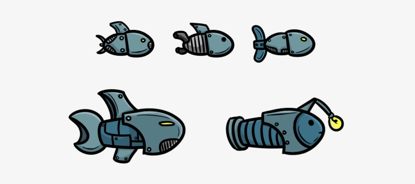 Robotic Fish Design - Robot Fish Drawing, transparent png #1267048