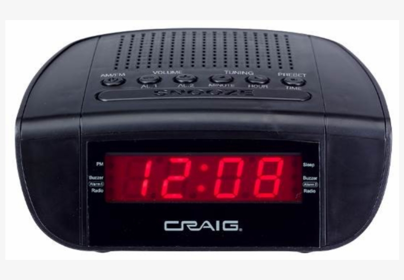 Digital Alarm Clock Png Clip Art Download - Craig Cr45329b Led Am/fm Alarm Clock Radio, transparent png #1267485