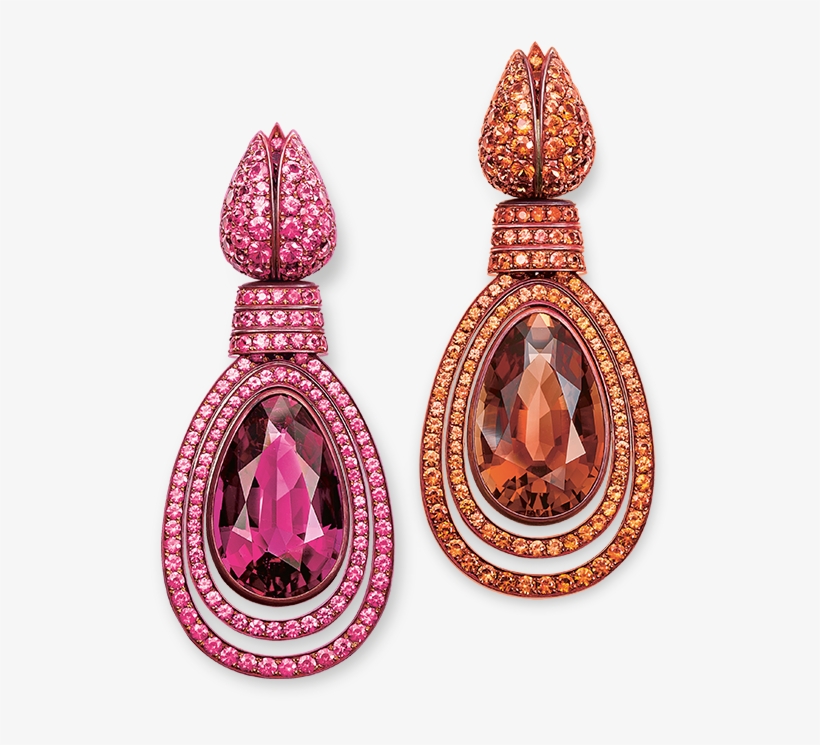 Hemmerle Earrings With Rubellite Tourmaline Sapphires - Earring, transparent png #1270985