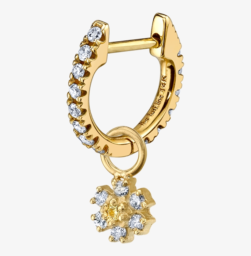 Diamond Flower Hoop Earring Charm - Body Jewelry, transparent png #1271290