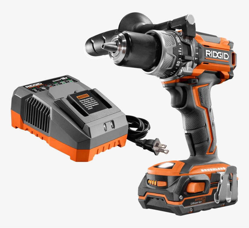 Includes Drill, Impact Driver, Charger, - Ridgid 18-volt Lithium-ion Cordless Brushless Hammer, transparent png #1271315