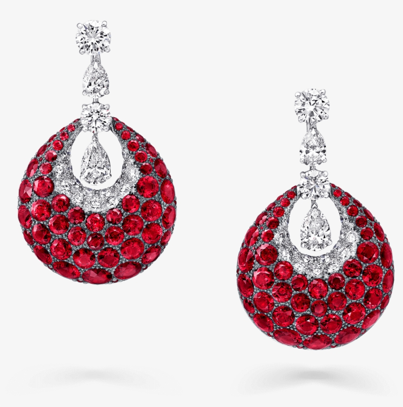 A Pair Of Graff Bombe Classic Earrings Featuring A - Graff Ruby Earrings, transparent png #1271564