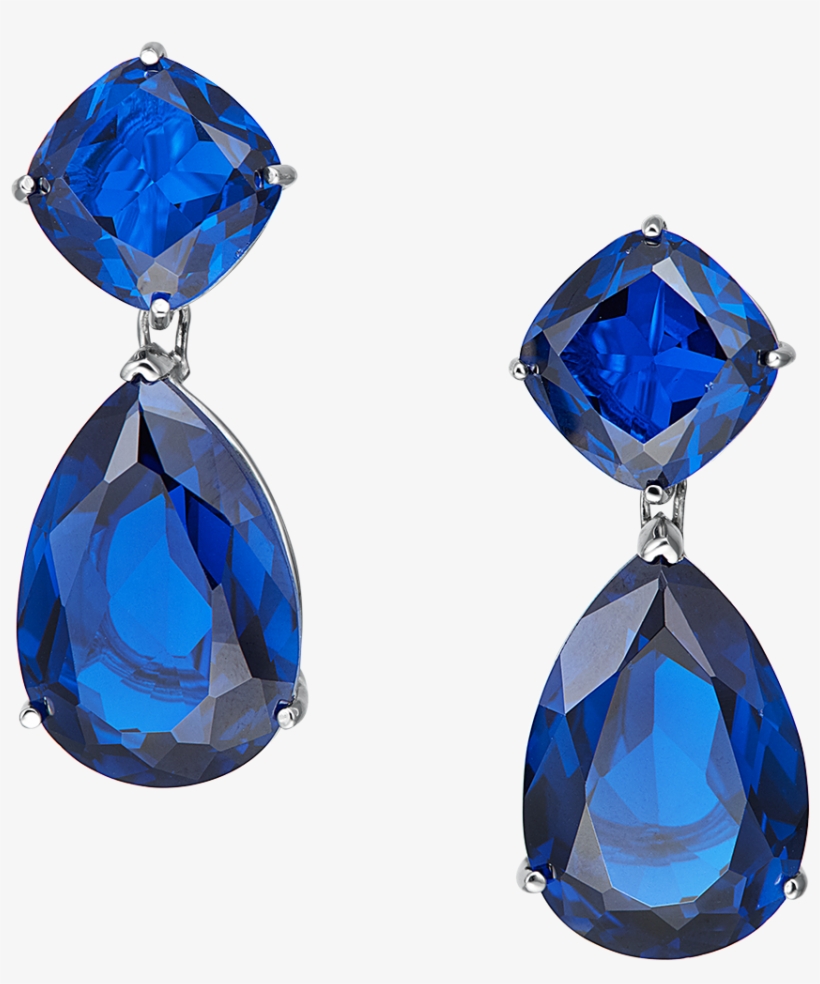 Angelina Drop Omega Clip On Earrings Blue - Blue Stone Clip On Earrings, transparent png #1271588