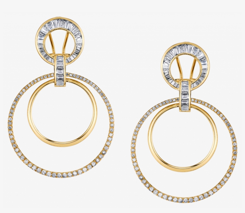 Mixed Diamond Doorknockers In 18k Gold - Big Gold Earring Png, transparent png #1271608