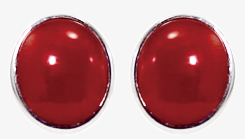 Oxblood Coral Cabochon Earrings Set In 18 Carat Gold - Earrings, transparent png #1271693