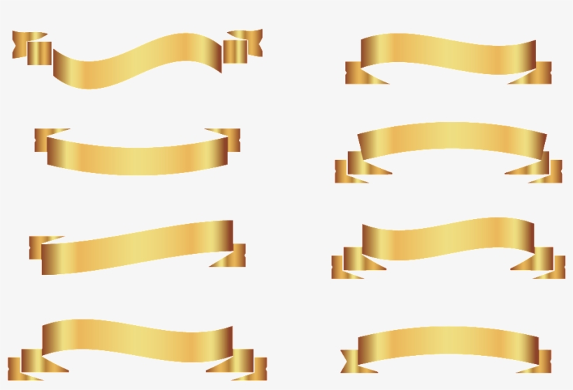 Png De Cinta De Oro - Golden Ribbon Vector, transparent png #1271944