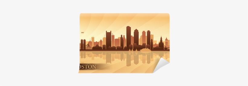 Boston City Skyline Silhouette Background Wall Mural - Boston Skyline Outline, transparent png #1272450