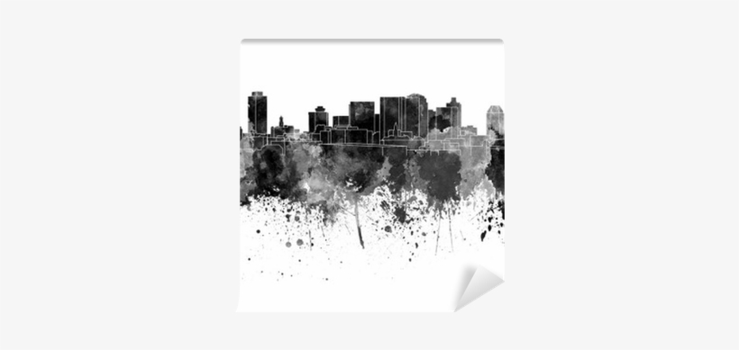 Nashville Skyline In Black Watercolor On White Background - Nashville Black And White, transparent png #1272799
